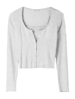 Вязаный кардиган Bershka, пятнистый серый