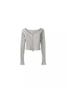 Вязаный кардиган Bershka, светло-серый