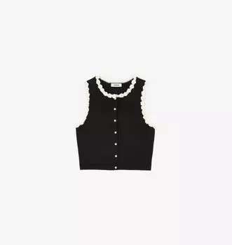 Вязаный кардиган без рукавов с отделкой крючком Sandro, мультиколор