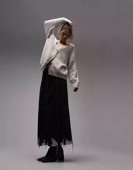 Вязаный кардиган бойфренда Topshop длинного силуэта из букле с камнями