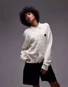 Вязаный кардиган Carhartt WIP Drewe с логотипом в виде сердца белого цвета