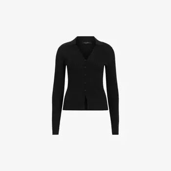 Вязаный кардиган Cruz в рубчик Allsaints, черный