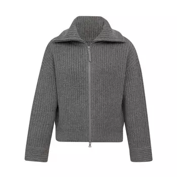 Вязаный кардиган Deep Breath на двусторонней молнии из пряжи с цветочным принтом, пепел