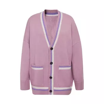 Вязаный кардиган Deep Breath с длинными рукавами и цветными блоками, фиолетовый