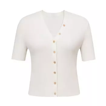 Вязаный кардиган Deep Breath с короткими рукавами и металлическими пуговицами, румяна