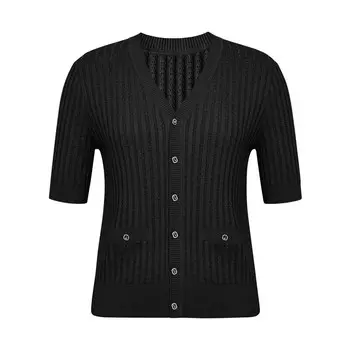 Вязаный кардиган Deep Breath с короткими рукавами, хаки