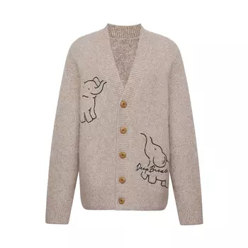 Вязаный кардиган Deep Breath с простым узором, серый