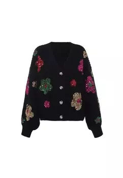 Вязаный кардиган faina Knit Cardigan, черный