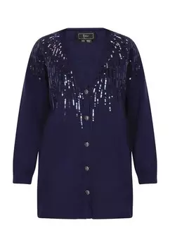 Вязаный кардиган faina, темно-синий
