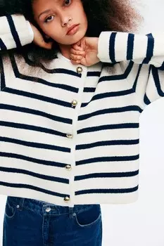 Вязаный кардиган H&M, белый