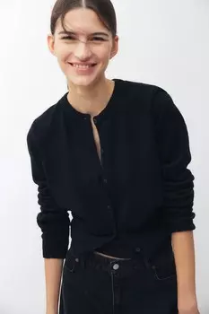 Вязаный кардиган H&M, черный