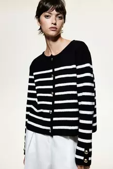 Вязаный кардиган H&M, черный