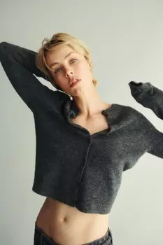 Вязаный кардиган H&M, серый