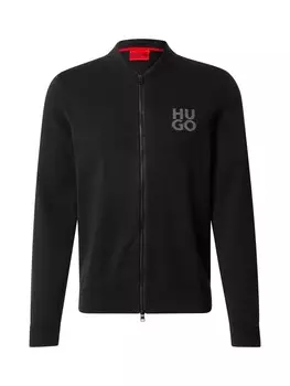 Вязаный кардиган HUGO Knit Cardigan Solouh, черный