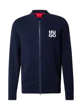 Вязаный кардиган HUGO Knit Cardigan Solouh, темно-синий