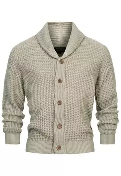 Вязаный кардиган INDICODE JEANS Knit Cardigan Brandox, серо-бежевый