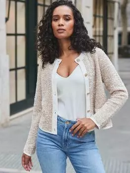 Вязаный кардиган из букле Sosandar, кремовый