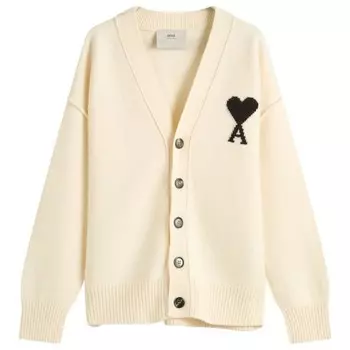 Вязаный кардиган из фетровой мериносовой шерсти Ami Paris, мультиколор