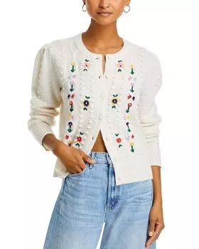 Вязаный кардиган из кашемира и попкорна AQUA, слоновая кость/кремовый