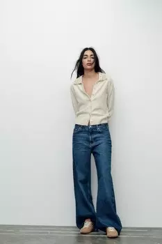 Вязаный кардиган из шерсти с бисером ZARA, экрю