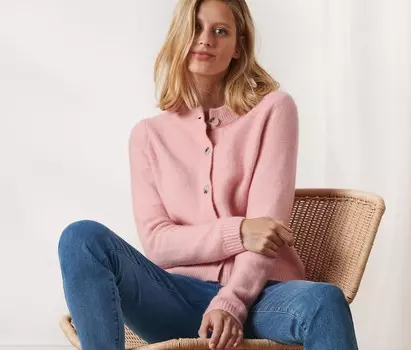 Вязаный кардиган из шерсти Tchibo, розовый цвет