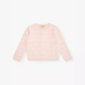 Вязаный кардиган из смесовой шерсти с фирменным узором 3 месяца - 3 года Gucci, розовый