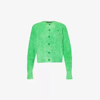 Вязаный кардиган Kenty с нашивкой на лице Acne Studios, зеленый