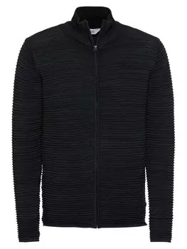 Вязаный кардиган классического кроя !Solid Struan, темно-синий