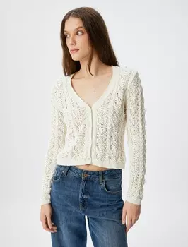 Вязаный кардиган Koton Knit Cardigan, экрю