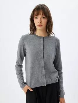 Вязаный кардиган Koton Knit Cardigan, пятнистый серый
