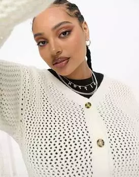 Вязаный кардиган крючком COLLUSION Plus белого цвета