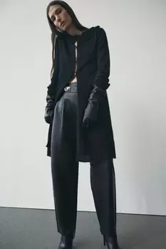 Вязаный кардиган крючком с цветочным узором ZARA, черный