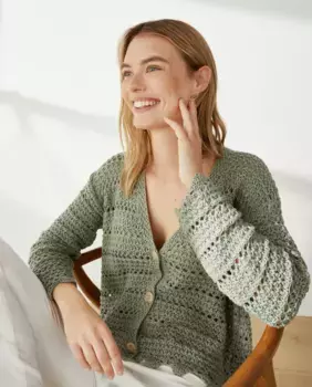 Вязаный кардиган крючком Southern Cotton, зеленый