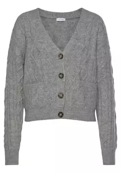 Вязаный кардиган LASCANA Knit Cardigan, пятнистый серый