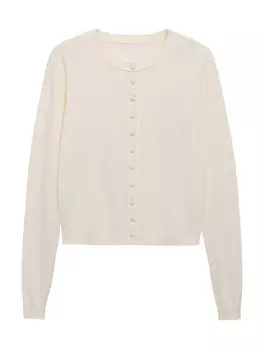 Вязаный кардиган MANGO Knit Cardigan PESTO, светло-бежевый