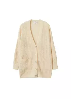 Вязаный кардиган MANGO Knit Cardigan Staring, кремовый