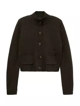 Вязаный кардиган MANGO, оливковый