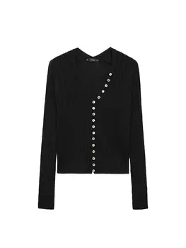 Вязаный кардиган Mango RIKKI, черный
