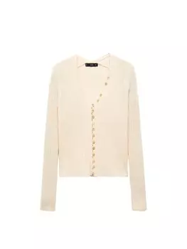 Вязаный кардиган Mango RIKKI, светло-бежевый