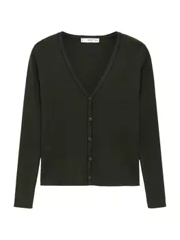 Вязаный кардиган MANGO SHADOWIN, хаки