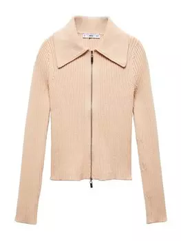Вязаный кардиган MANGO, светло-бежевый