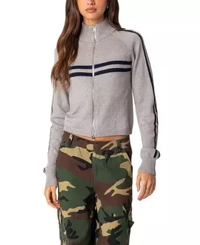 Вязаный кардиган на молнии Edikted Roxanne, серый