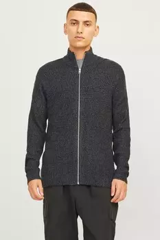 Вязаный кардиган на молнии Jack & Jones, серый