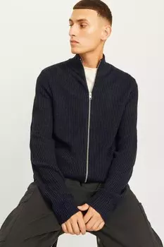 Вязаный кардиган на молнии Jack & Jones, синий