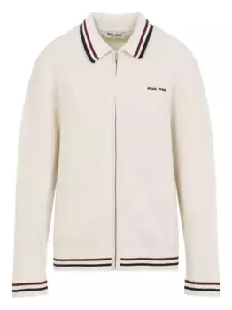 Вязаный кардиган на молнии MIU MIU, нейтральный