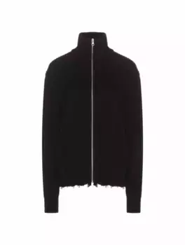Вязаный кардиган на молнии MM6 MAISON MARGIELA, черный