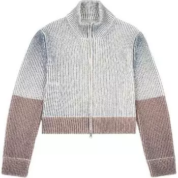 Вязаный кардиган на молнии с высоким воротом MM6 Maison Margiela, серый/белый