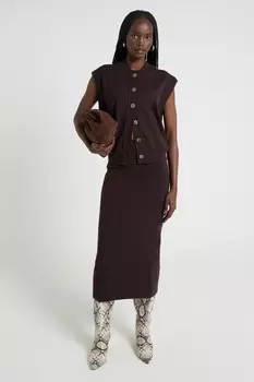 Вязаный кардиган на пуговицах River Island, коричневый