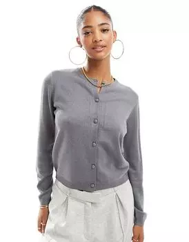 Вязаный кардиган на пуговицах серого цвета Threadbare