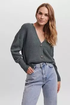 Вязаный кардиган на пуговицах Vero Moda, зеленый